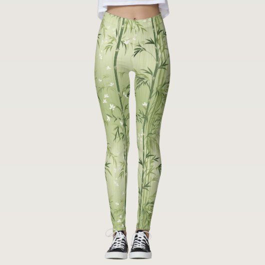 Serene Bamboebloesem Aziatisch (6) Leggings (Voorkant)