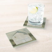 Serene Barn - White Glazen Onderzetter (Schuin)