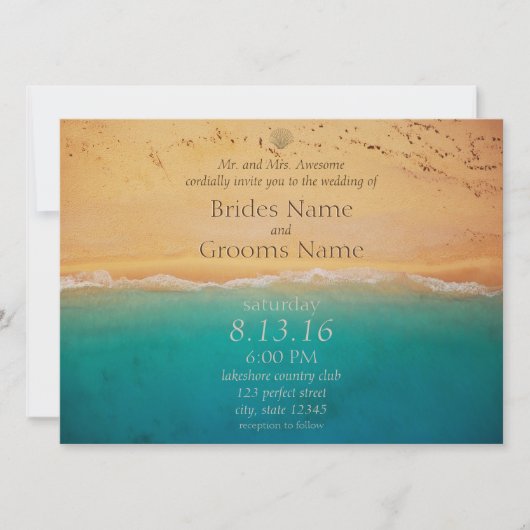 Serene Beach en Blue Ocean Invitation Kaart (Voorkant)