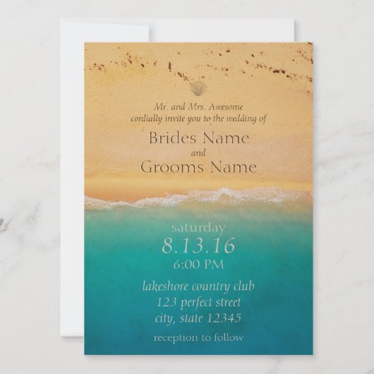 Serene Beach en Blue Ocean Invitation Kaart (Voorkant)