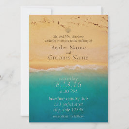 Serene Beach en Blue Ocean Invitation Kaart