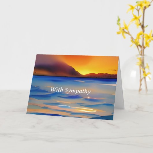 Serene Beach Sunset  sympathikaart Kaart (Gele Bloem)