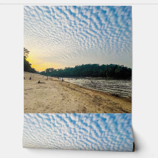 Serene Beach Sunset Wallpaper - Blue Skies en End Behang