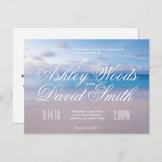 Serene Beach Wedding Invitation Briefkaart (Voorkant / Achterkant)