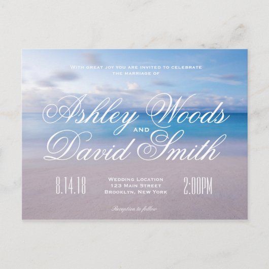 Serene Beach Wedding Invitation Briefkaart (Voorkant)