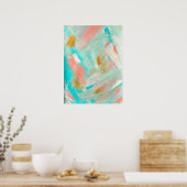 Serene Beachy Abstract schilderen afdrukken Poster (Keuken)