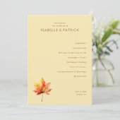 Serene Beige Autumn Leaf Wedding Ceremony Programmakaart (Staand voorkant)