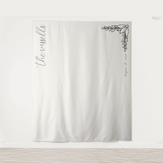 Serene Beige Botanische Calligrafie Wandkleed (Voorkant)