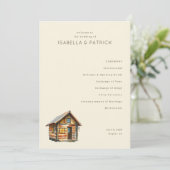 Serene Beige Houten Chalet Programmakaart (Staand voorkant)