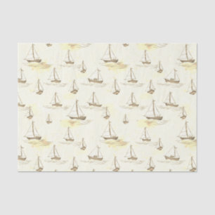 Serene beige zeilboten op zee patroon tissuepapier