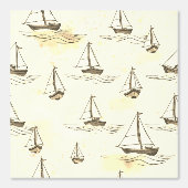 Serene Beige zeilboten op Zee Pattern Behang (Voorkant)