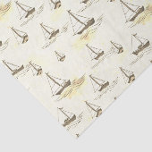 Serene Beige zeilboten op Zee Pattern Tissuepapier (Detail)