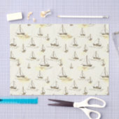 Serene Beige zeilboten op Zee Pattern Tissuepapier (Craft)