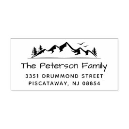 Serene Berg Elegante Familienaam Retouradres Rubberstempel
