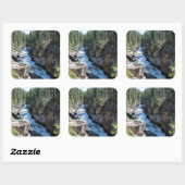 Serene bergcascade – Portret van Stanley Falls Vierkante Sticker (Vel)