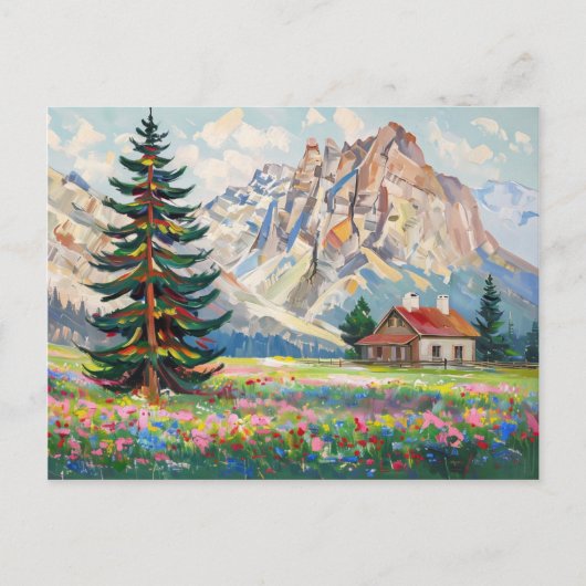 Serene Bergen Landschap Kleurrijke Kunstschilderku Briefkaart (Voorkant)