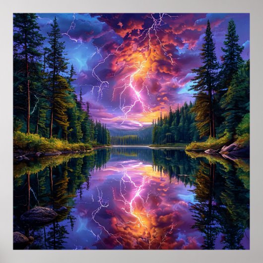 Serene berglandschap met meer poster (Voorkant)