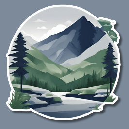 Serene berglandschap waterdicht sticker