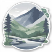 Serene berglandschap waterdicht sticker (Voorkant)