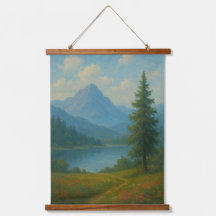 Serene bergmeer landschap muurkunst