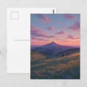 Serene Bergweide bij Roze Zonsondergang Briefkaart (Voorkant / Achterkant)