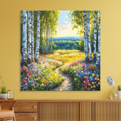 Serene berken boslandschap canvas afdruk (Insitu (Woonkamer))