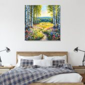 Serene berken boslandschap canvas afdruk (Insitu (Slaapkamer))
