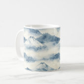 Serene Besneeuwde Bergen - Blauw & Wit Koffiemok (Voorkant links)