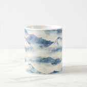 Serene Besneeuwde Bergen - Blauw & Wit Koffiemok (Center)