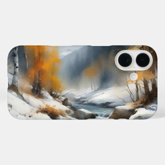 Serene besneeuwde winter rivier landschap schilder Case-Mate iPhone case (Achterkant (horizontaal))