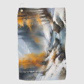 Serene besneeuwde winter rivier landschap schilder golfhanddoek (Voorkant)