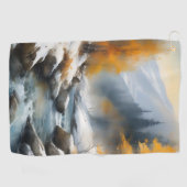 Serene besneeuwde winter rivier landschap schilder golfhanddoek (Horizontaal)