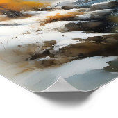 Serene besneeuwde winter rivier landschap schilder poster (Hoek)