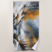 Serene besneeuwde winter rivier landschap schilder strandlaken (Voorkant)