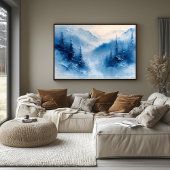 Serene Bevroren Dennen en Bergmist – Getextureerd Poster