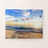 Serene Birds Blue Sky Golden Ocean Sunrise Puzzle Legpuzzel (Horizontaal)