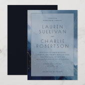 Serene Blau Gemarmerde Elegantie Kaart (Voorkant / Achterkant)