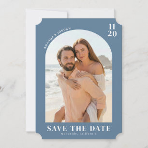 Serene Blauw Minimalistische Foto Save The Date