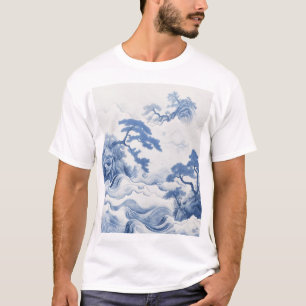 Serene Blauw-Wit Landschap Water Schilderij T-S T-shirt