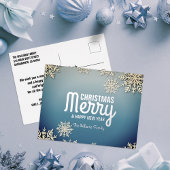 Serene Blauw Wit Winter Wonderland Kerstmis Folie Feestdagen Briefkaart