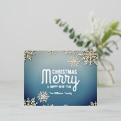 Serene Blauw Wit Winter Wonderland Kerstmis Folie Feestdagen Briefkaart (Staand Voorkant)