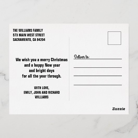 Serene Blauw Wit Winter Wonderland Kerstmis Folie Feestdagen Briefkaart (Achterkant)