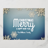 Serene Blauw Wit Winter Wonderland Kerstmis Folie Feestdagen Briefkaart (Voorkant)