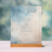 Serene Blauwe Aquarel Bar Menu Acryl Bord (Neutraal)