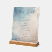 Serene Blauwe Aquarel Bar Menu Acryl Bord (Hoek)