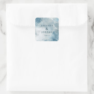 Serene Blauwe Aquarel Dankbaarheid Vierkante Sticker