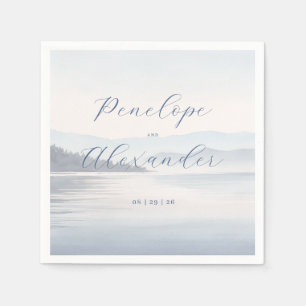 Serene Blauwe Aquarel Landschap Servet