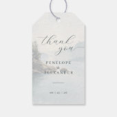 Serene Blauwe Aquarel Natuur Scene Cadeaulabel (Achterkant)