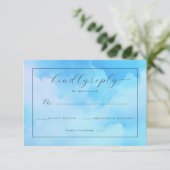 Serene Blauwe Aquarel RSVP Kaartje (Staand voorkant)