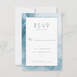 Serene Blauwe Aquarel RSVP Kaartje